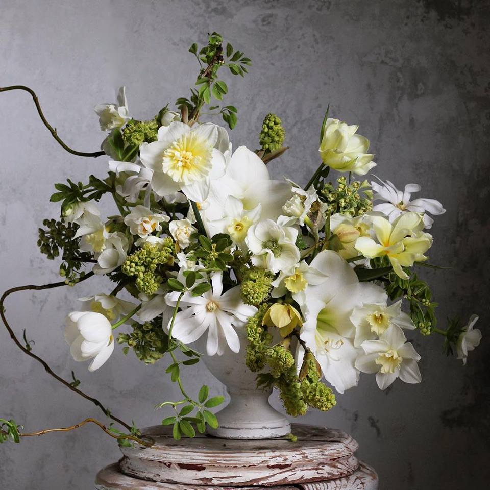 a white floral arrangement by Christin Geall