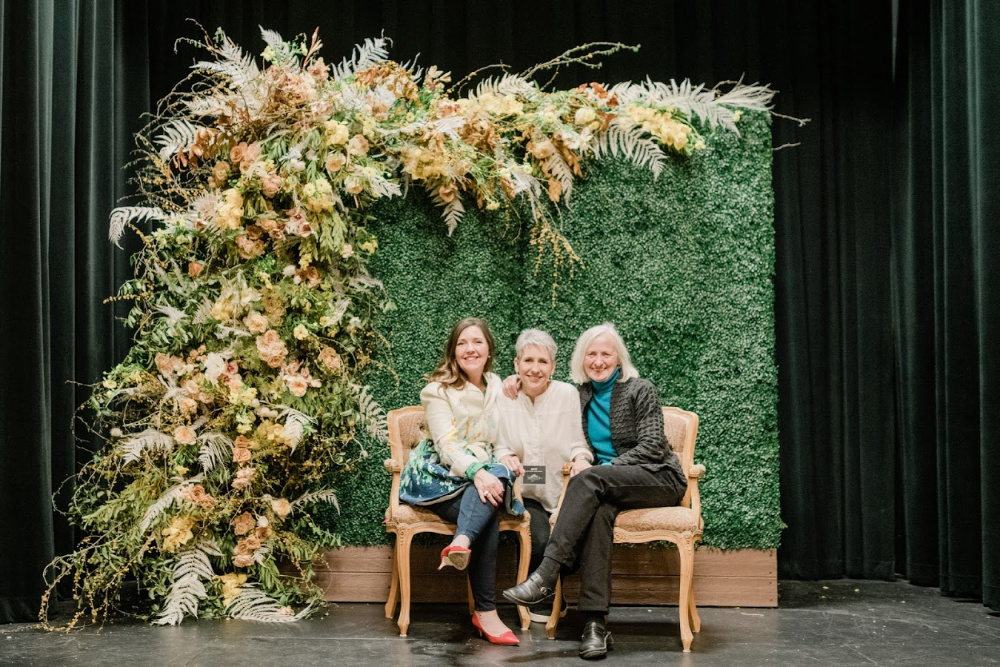 Amy McGee, Francoise Weeks and Jennifer Ederer sit on stage at the BB Garden Style Workshop