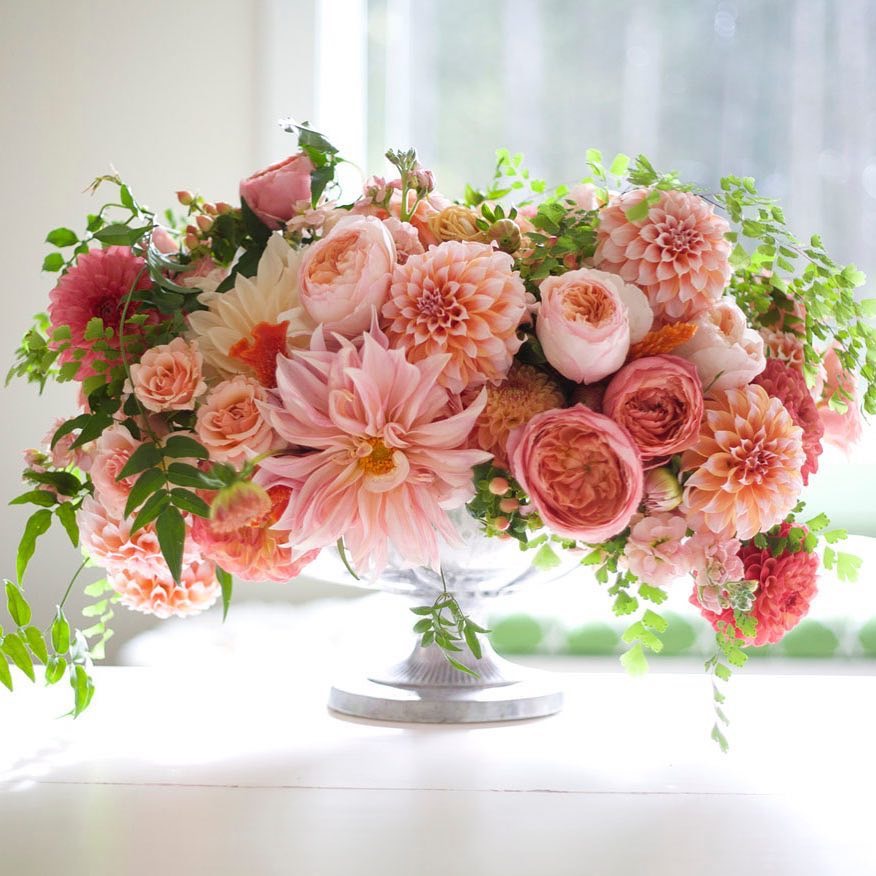 A sprawling, pink floral arrangement by Alicia Schwede