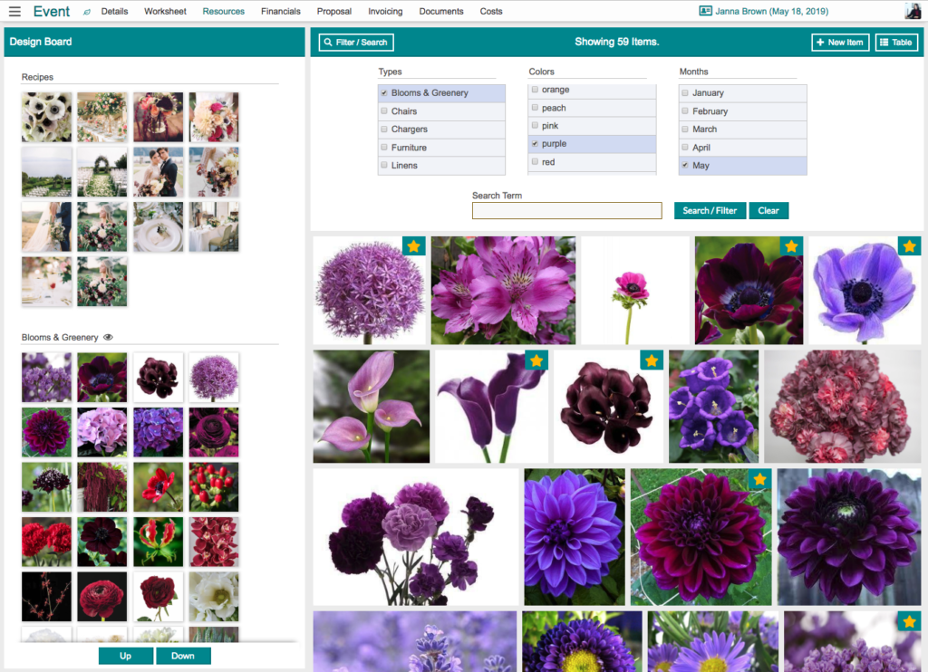 Screenshot of the Details Flowers Software flower library