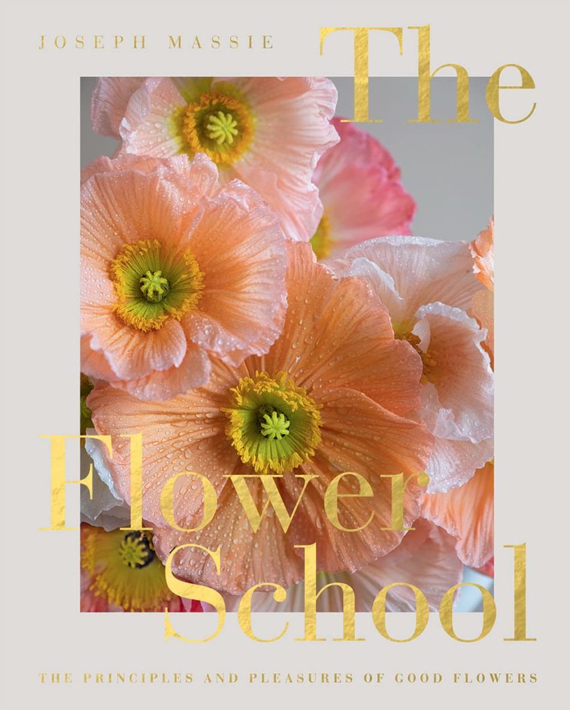 Peach poppies on the book cover for The Flower School by Joseph Massie